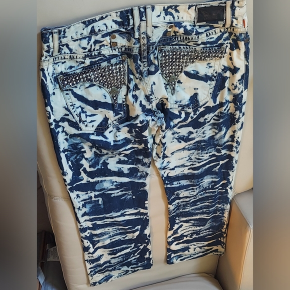 ROBIN'S JEAN LNG FLP MEN'S ACID DYE STUDDED POCKETS BOOT LEG JEANS SIZE 42 X 30 - Picture 5 of 12